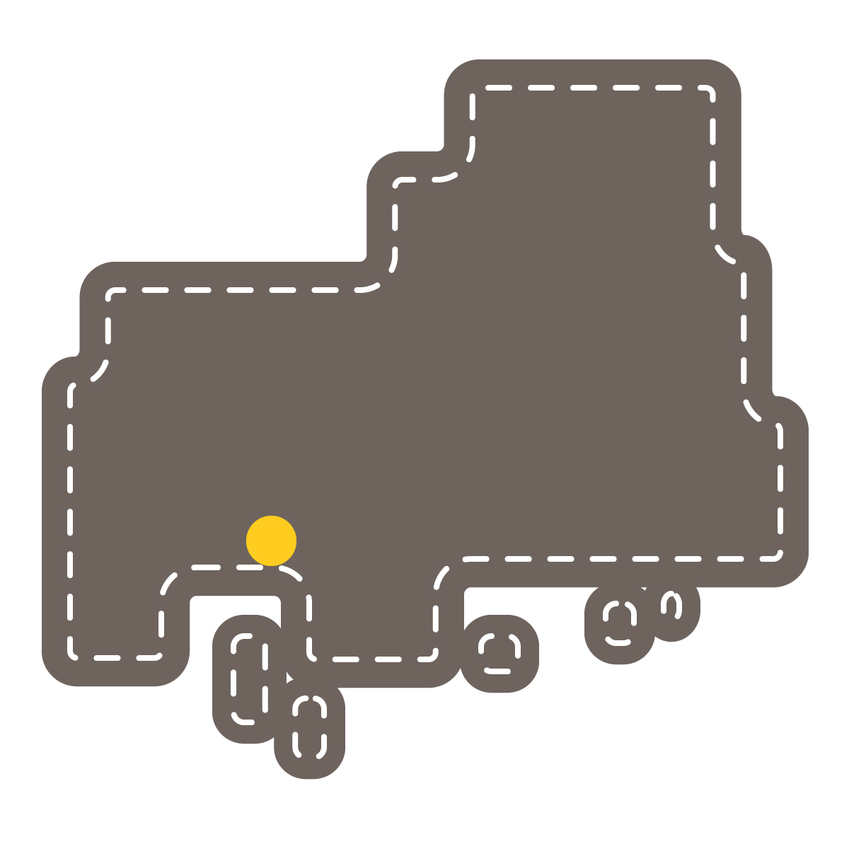 広島県の無料フリーイラスト｜簡易・県庁あり・角丸ステッチ(黒)