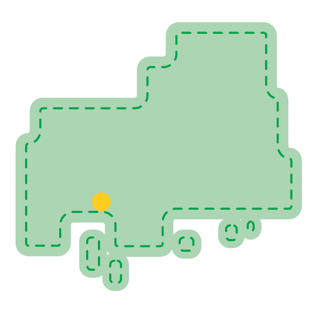 広島県の無料フリーイラスト｜簡易・県庁あり・角丸ステッチ(緑)