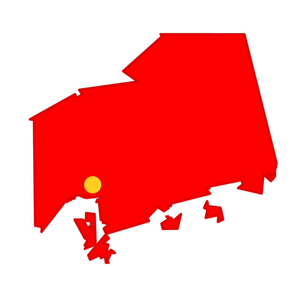 広島県の無料フリーイラスト｜簡易・県庁あり・単純化(赤)