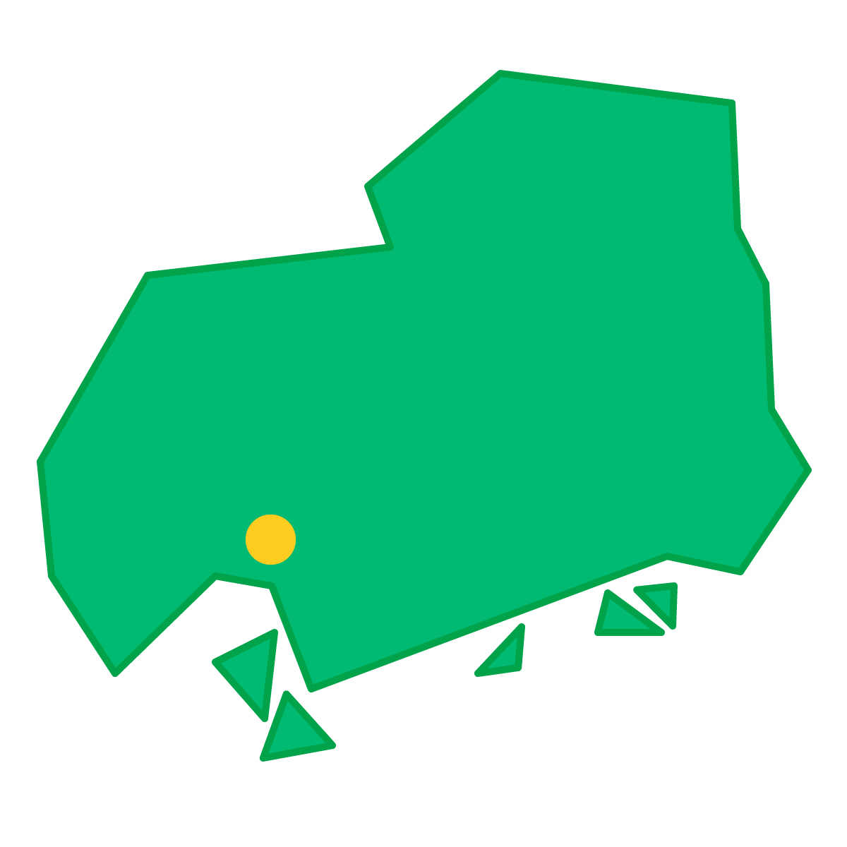 広島県の無料フリーイラスト｜簡易・県庁あり・三角(緑)