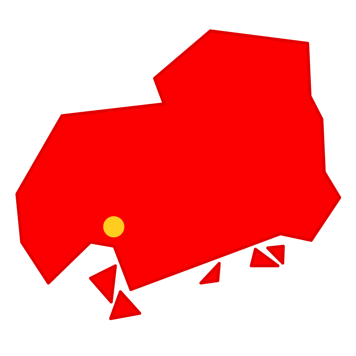 広島県の無料フリーイラスト｜簡易・県庁あり・三角(赤)