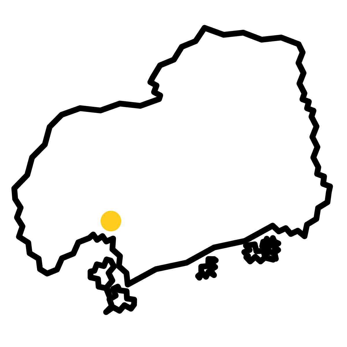 広島県の無料フリーイラスト|簡易・県庁あり・ジグザグ(黒)