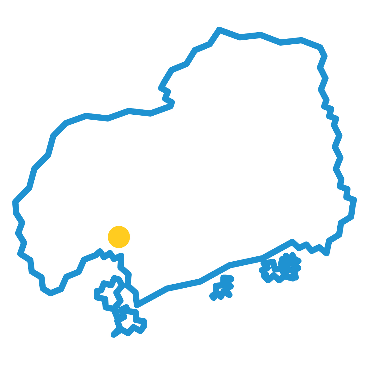 広島県の無料フリーイラスト｜簡易・県庁あり・ジグザグ(青)