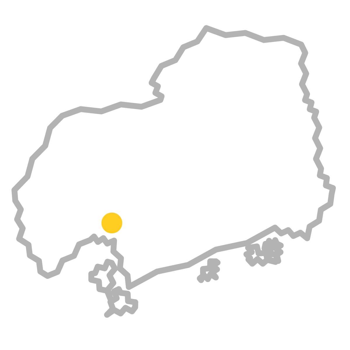 広島県の無料フリーイラスト|簡易・県庁あり・ジグザグ(グレー)