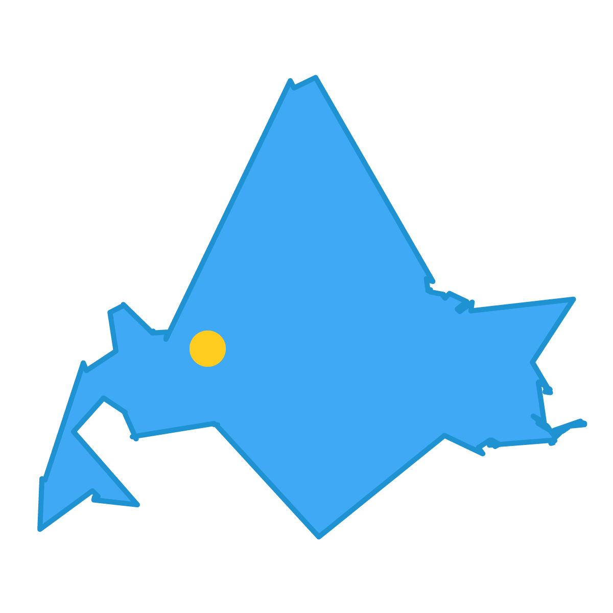 北海道の無料フリーイラスト|簡易・県庁あり・毛筆(青)