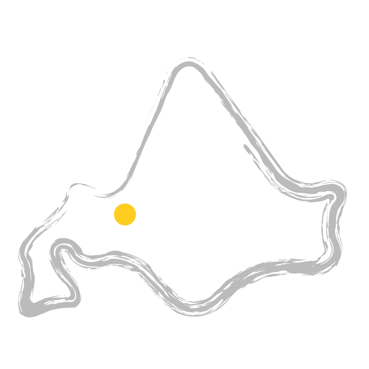 北海道の無料フリーイラスト|簡易・県庁あり・毛筆(グレー)