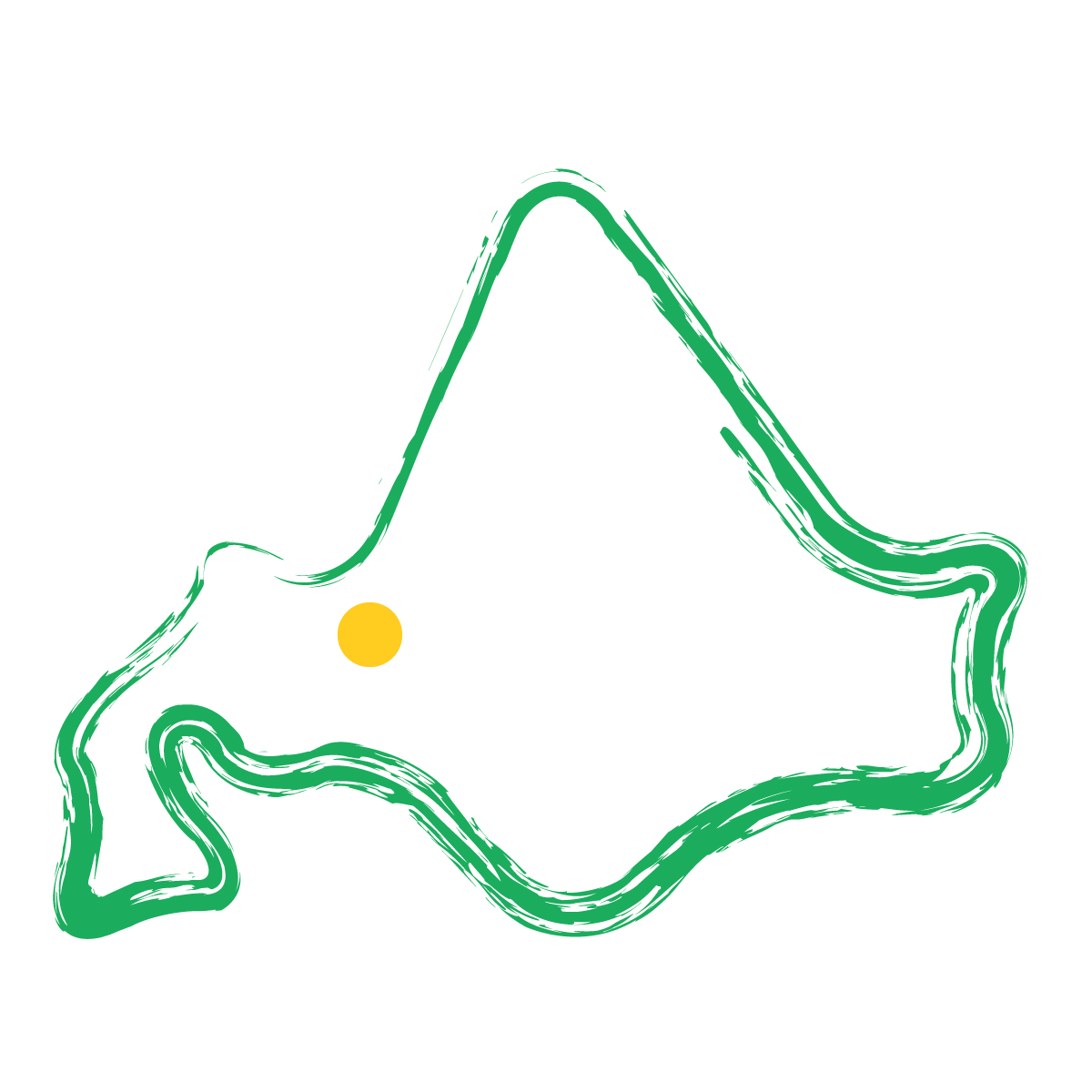 北海道の無料フリーイラスト｜簡易・県庁あり・毛筆(緑)