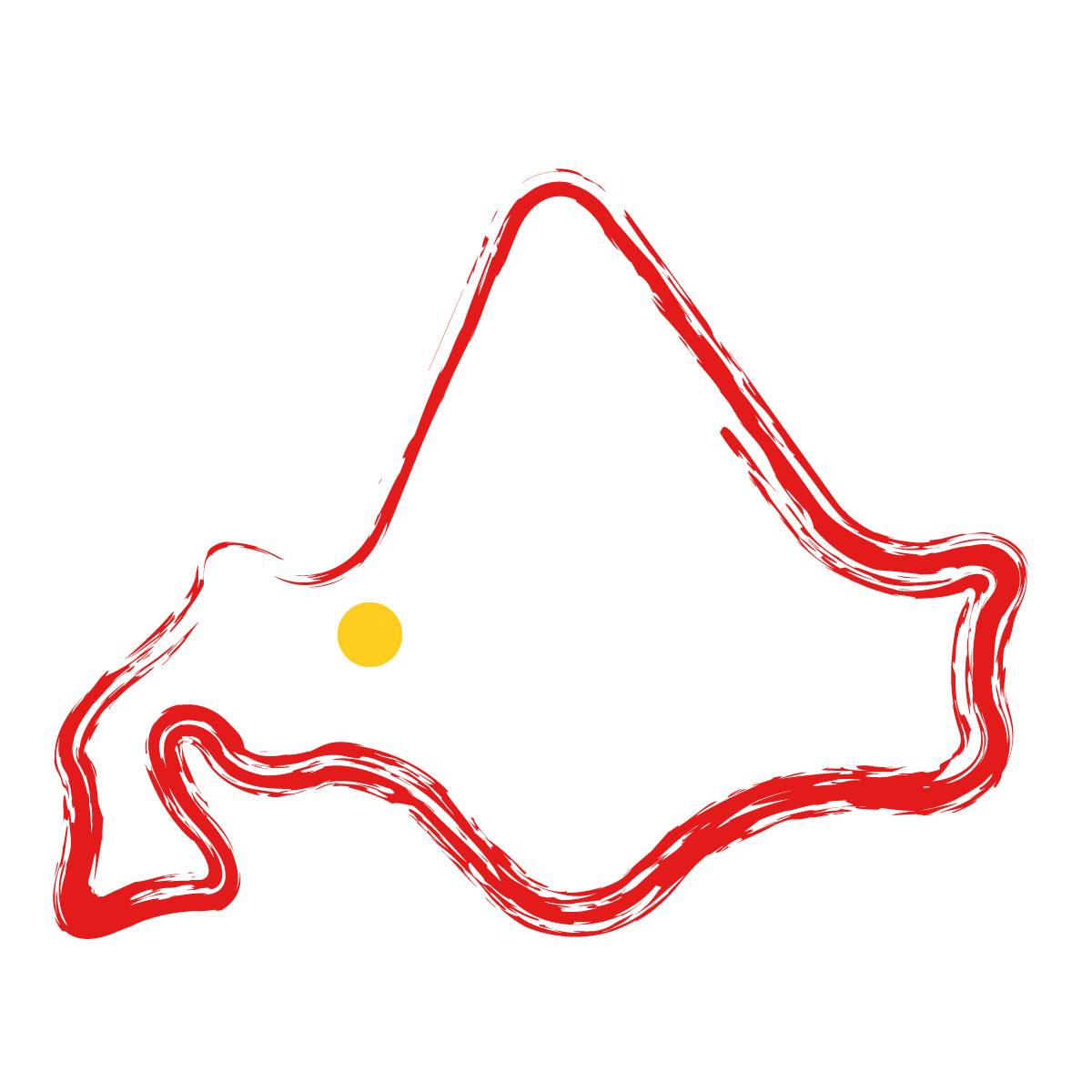 北海道の無料フリーイラスト|簡易・県庁あり・毛筆(赤)