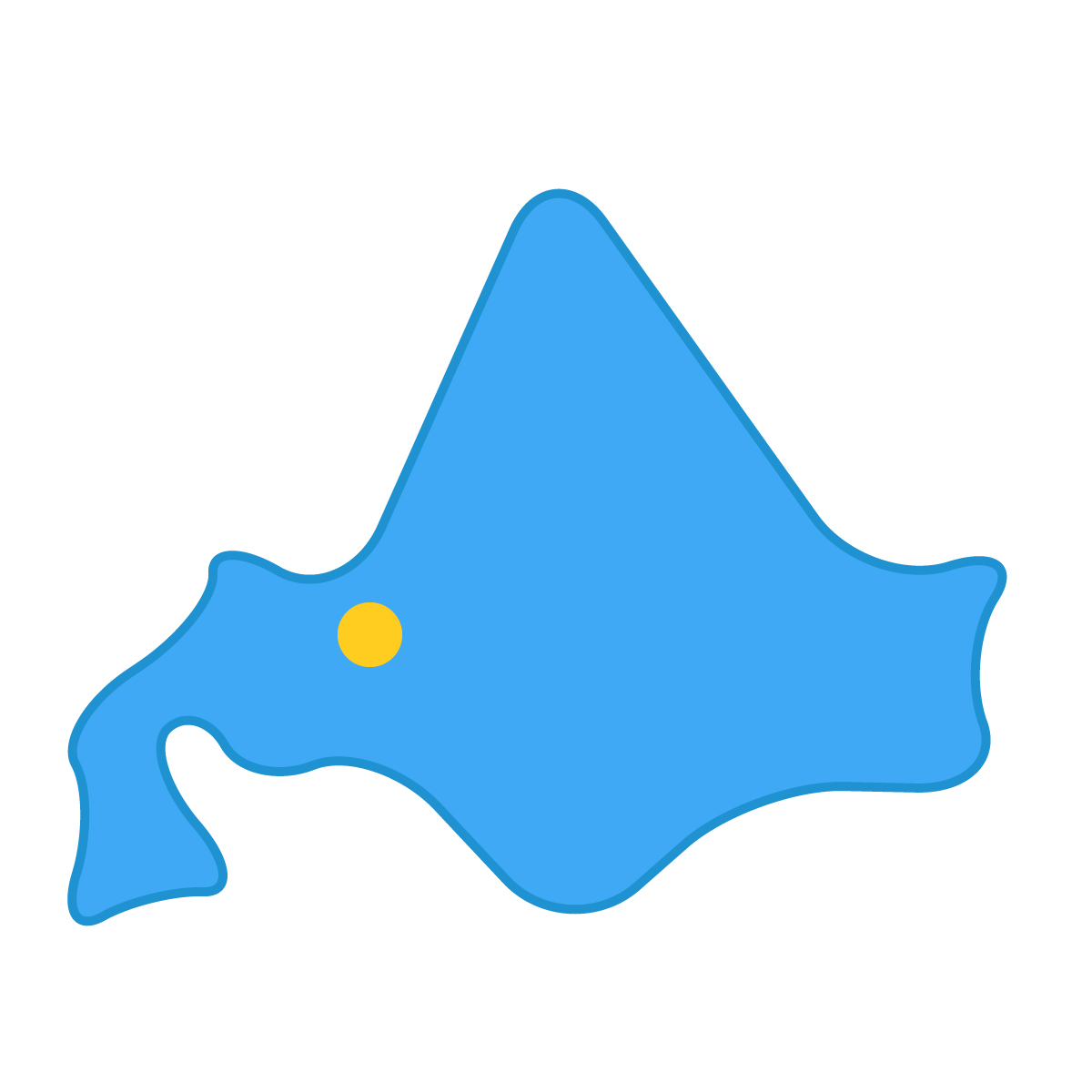 北海道の無料フリーイラスト|簡易・県庁あり・曲線(青)
