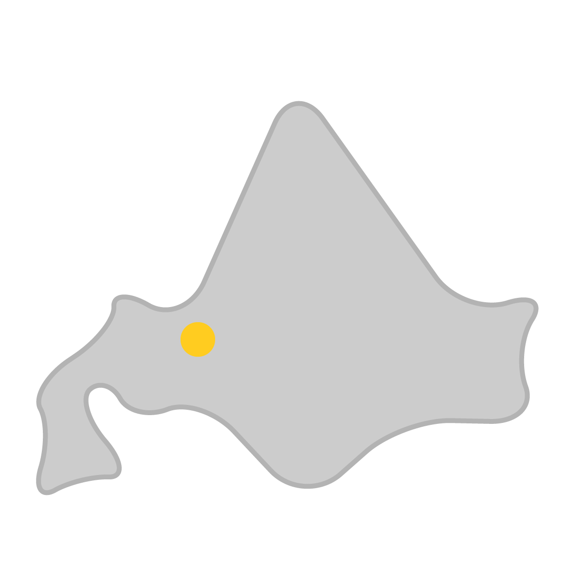 北海道の無料フリーイラスト|簡易・県庁あり・曲線(グレー)