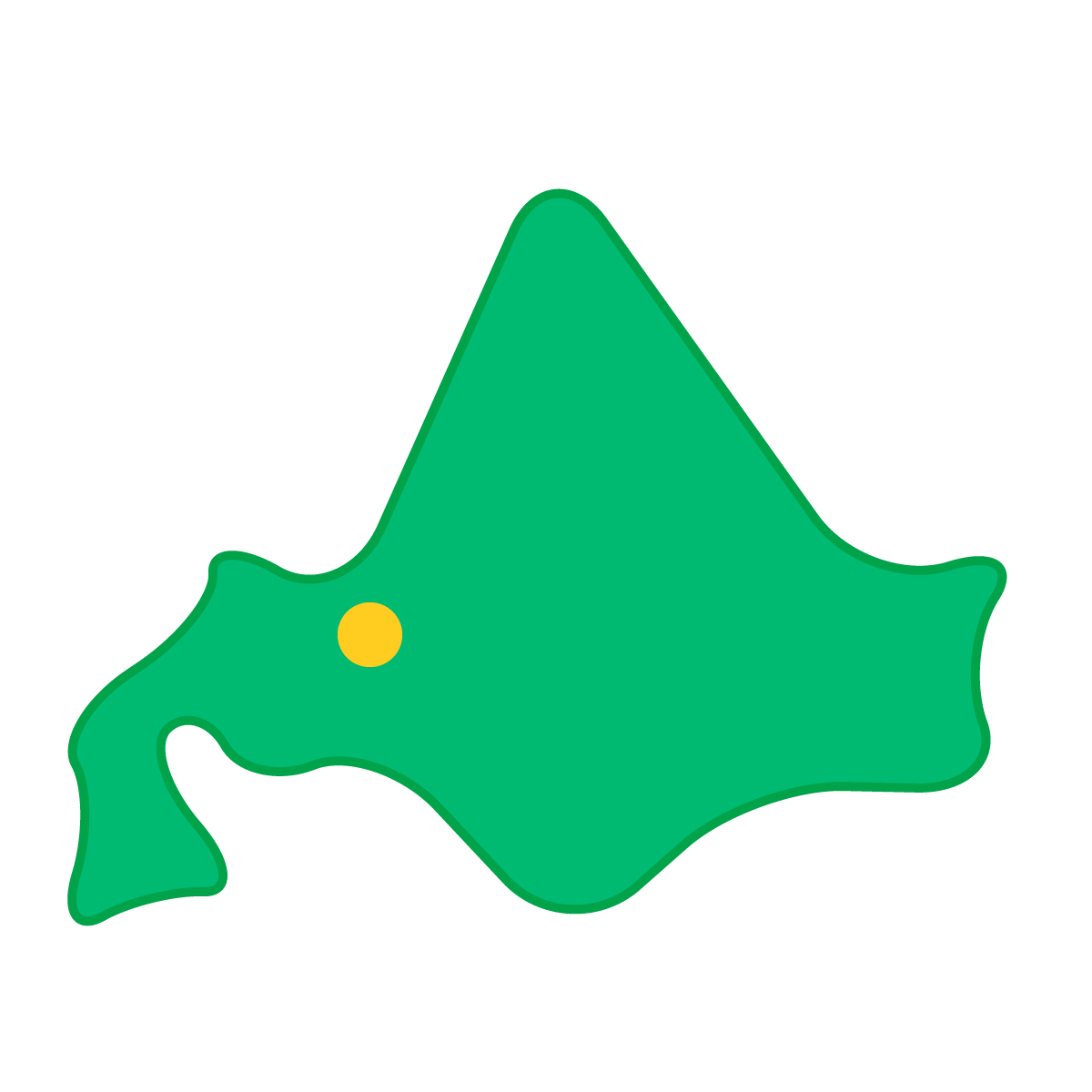 北海道の無料フリーイラスト｜簡易・県庁あり・曲線(緑)