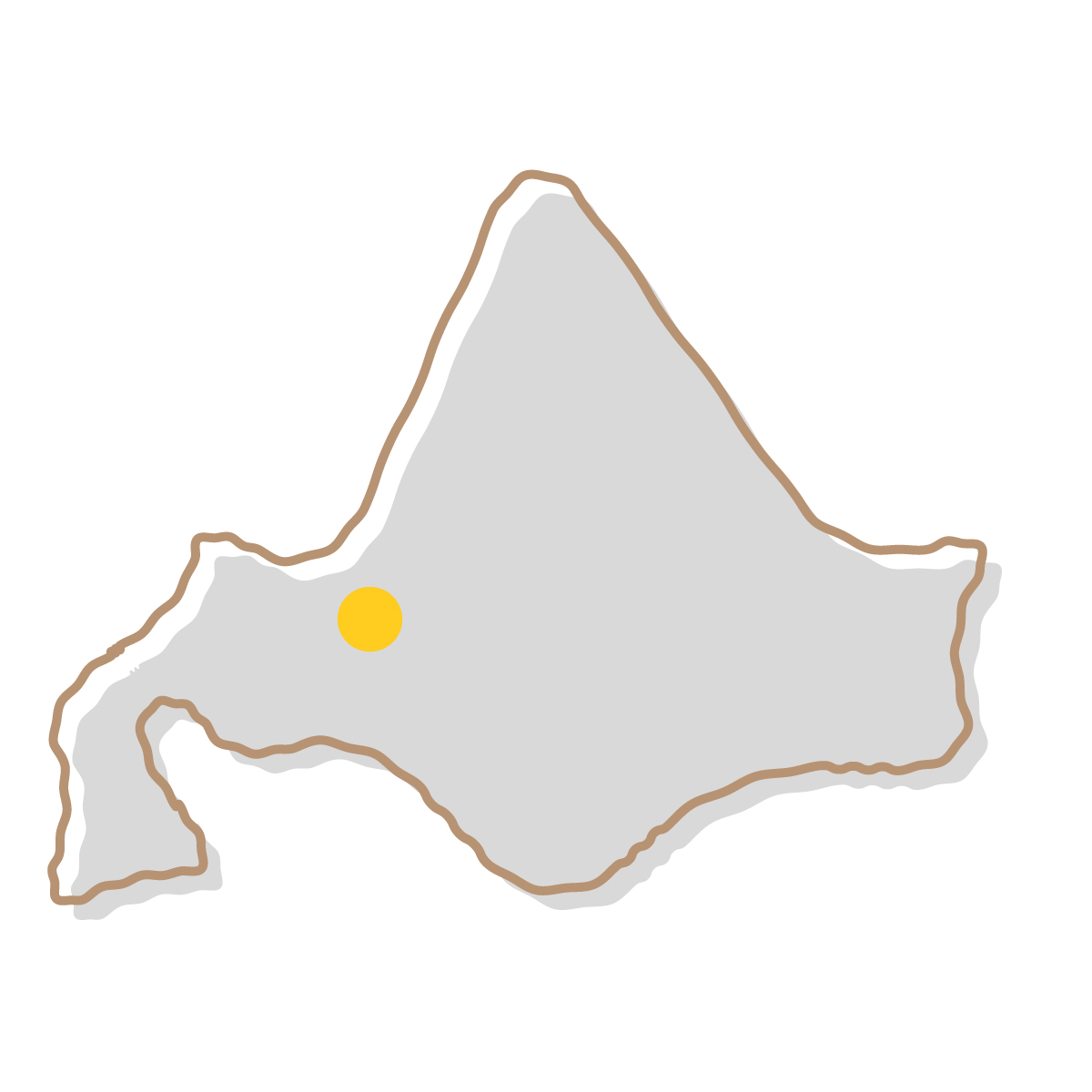 北海道の無料フリーイラスト｜簡易・県庁あり・イラスト風(グレー)