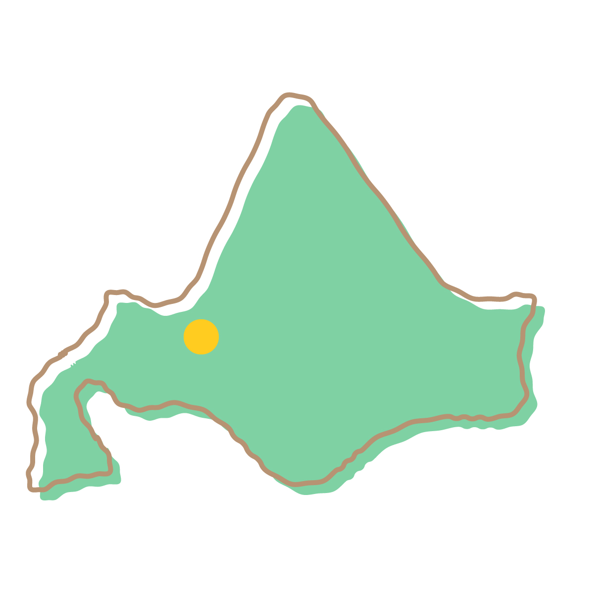 北海道の無料フリーイラスト|簡易・県庁あり・イラスト風(緑)