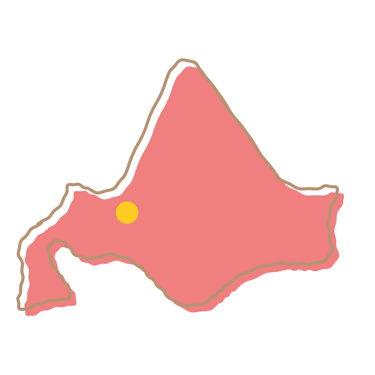 北海道の無料フリーイラスト|簡易・県庁あり・イラスト風(赤)