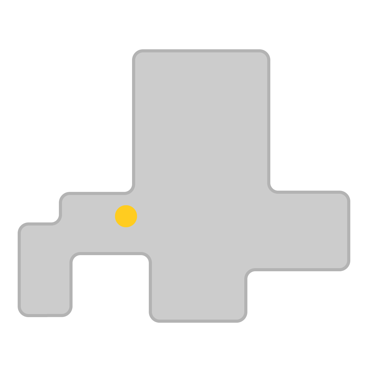北海道の無料フリーイラスト｜簡易・県庁あり・角丸(グレー)