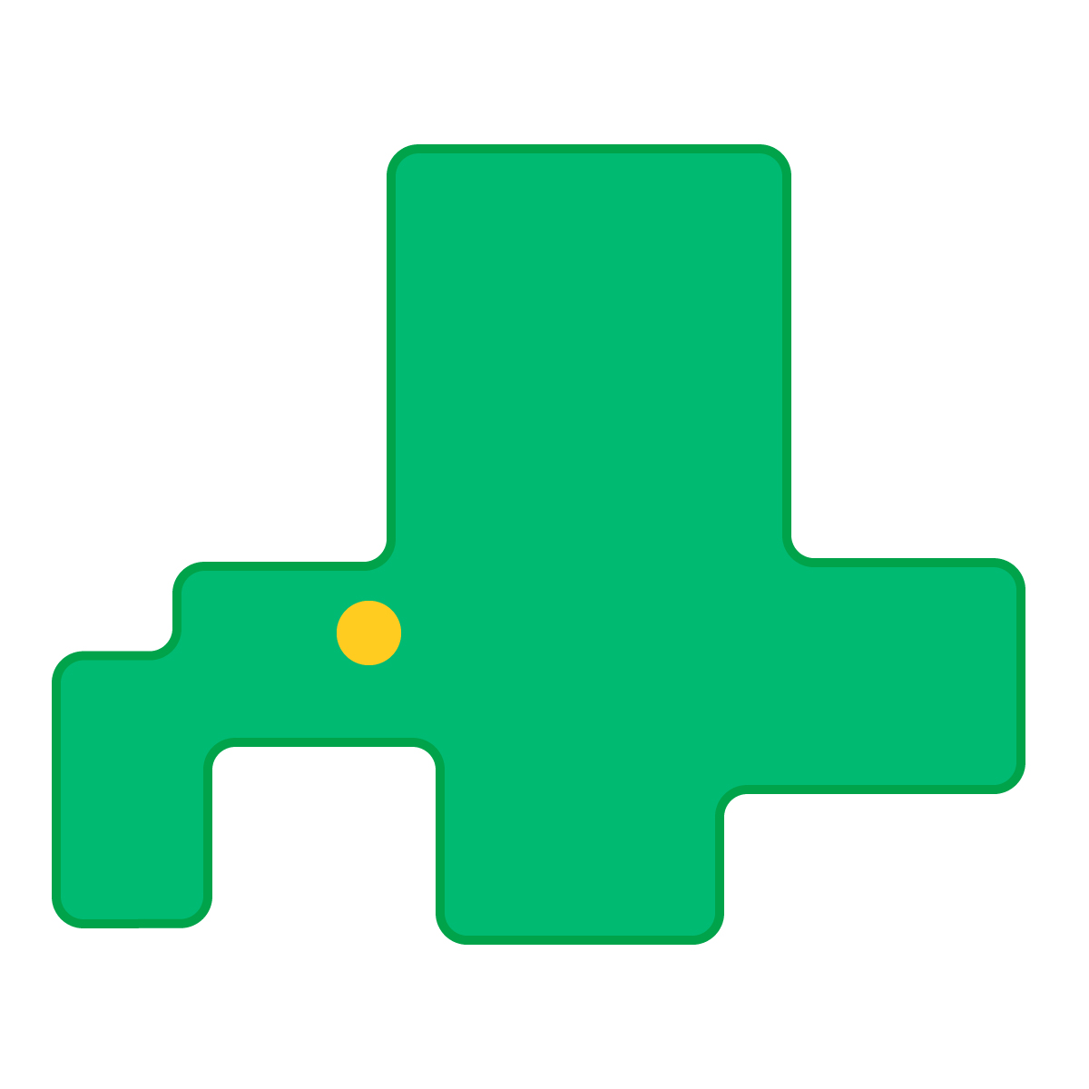 北海道の無料フリーイラスト｜簡易・県庁あり・角丸(緑)