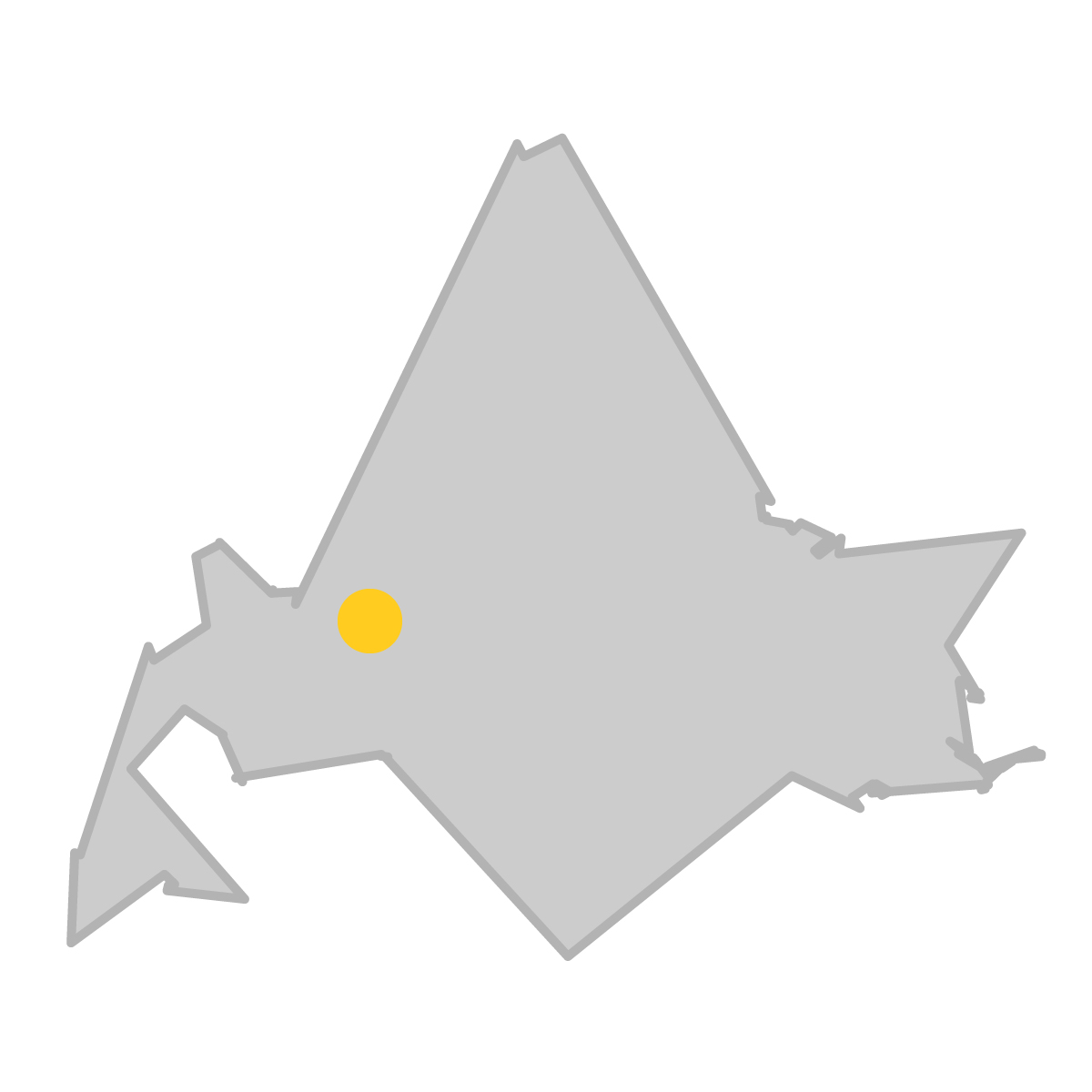 北海道の無料フリーイラスト｜簡易・県庁あり・単純化(グレー)