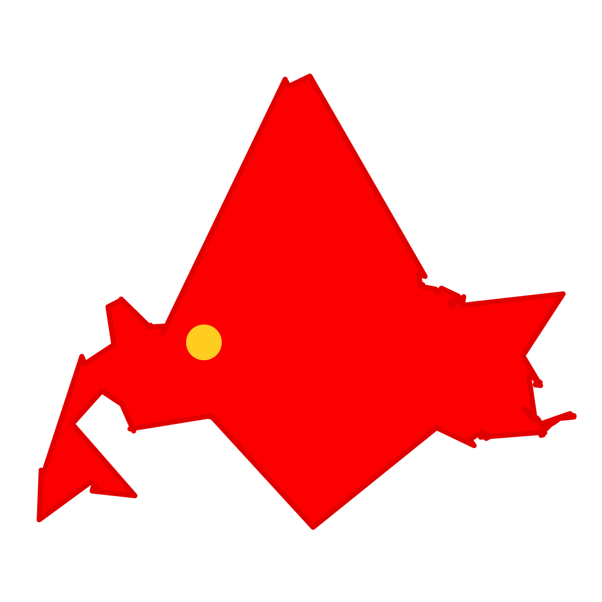 北海道の無料フリーイラスト｜簡易・県庁あり・単純化(赤)