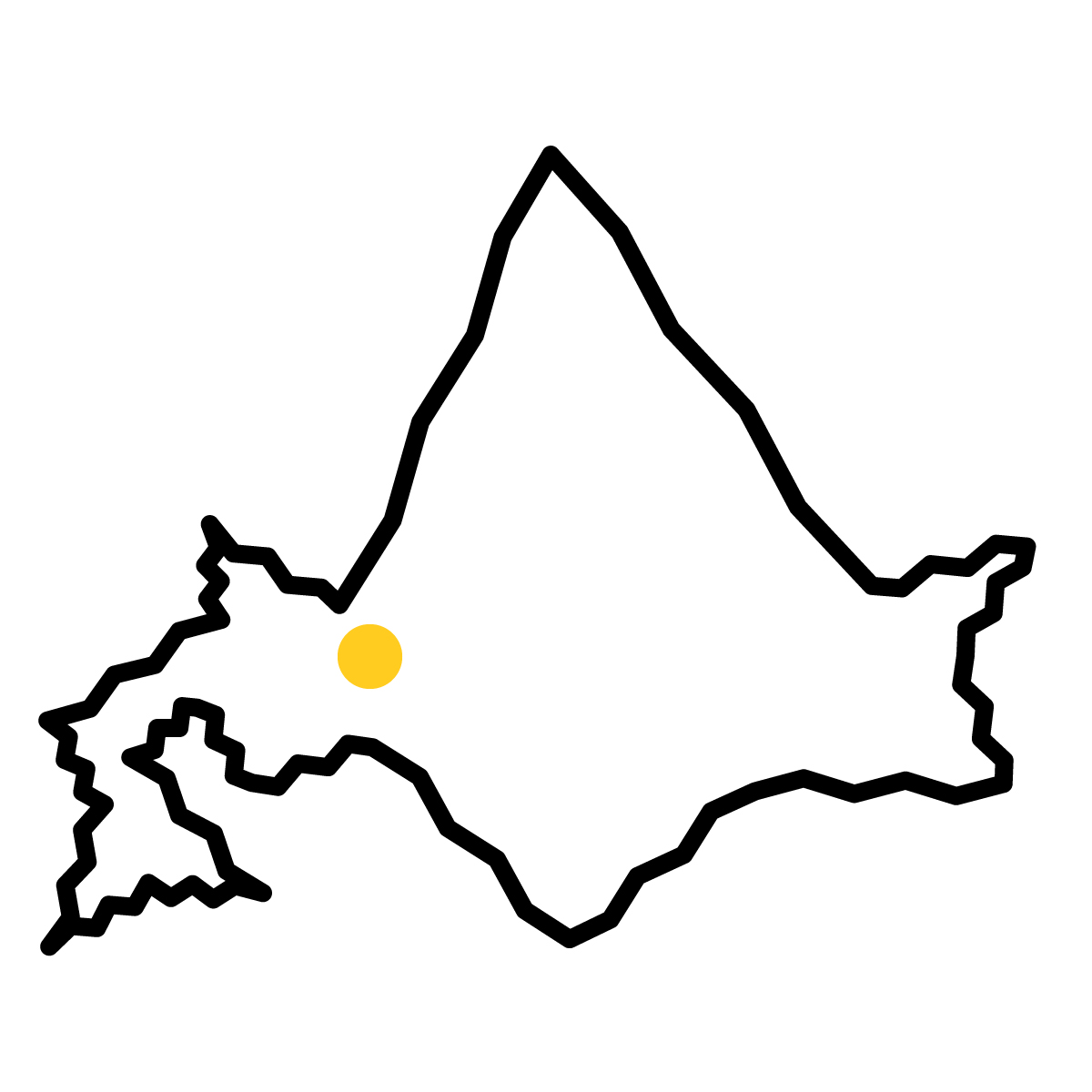 北海道の無料フリーイラスト|簡易・県庁あり・ジグザグ(黒)