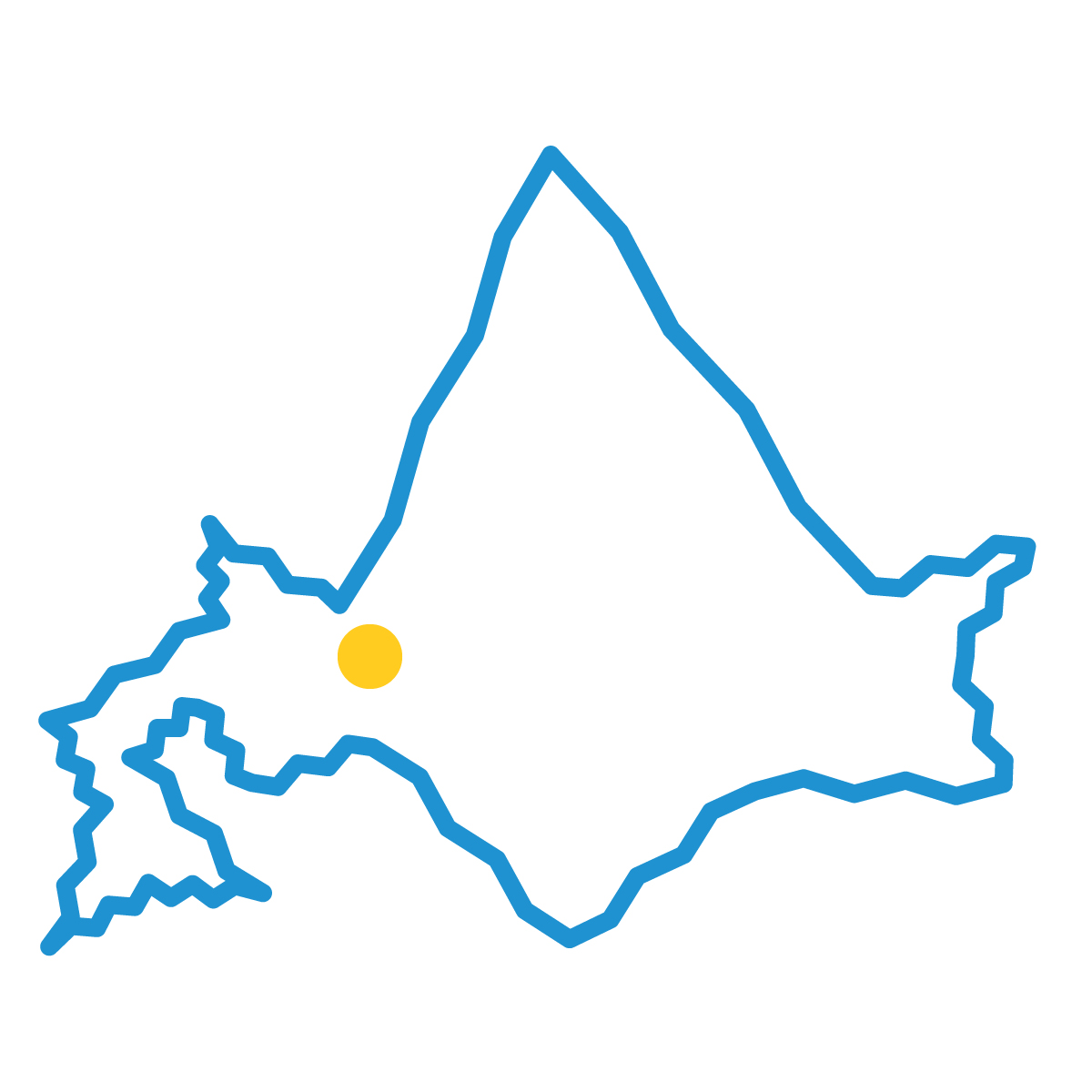 北海道の無料フリーイラスト|簡易・県庁あり・ジグザグ(青)