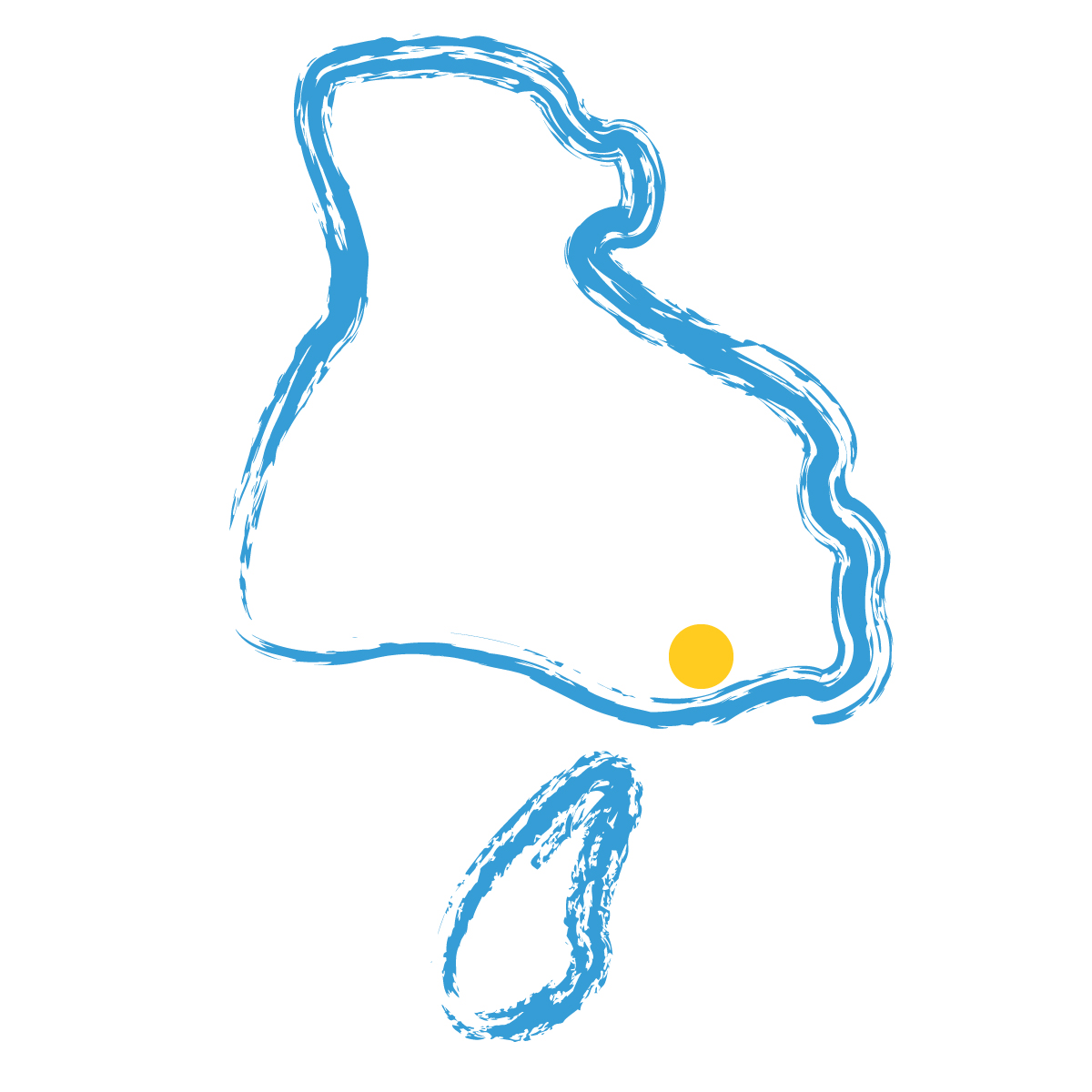 兵庫県の無料フリーイラスト｜簡易・県庁あり・毛筆(青)