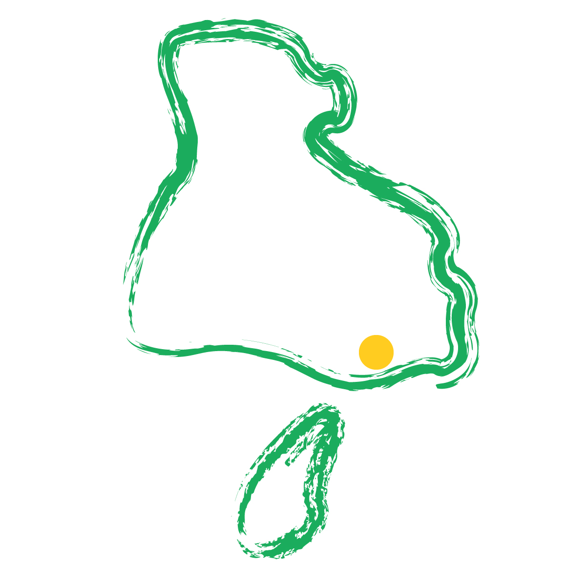 兵庫県の無料フリーイラスト｜簡易・県庁あり・毛筆(緑)