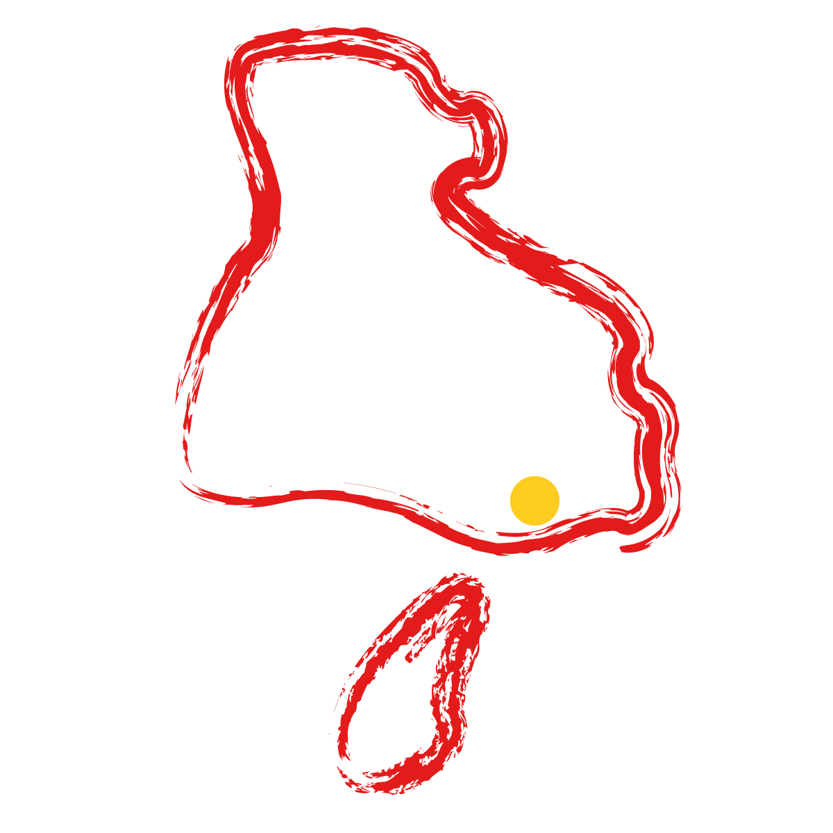 兵庫県の無料フリーイラスト｜簡易・県庁あり・毛筆(赤)