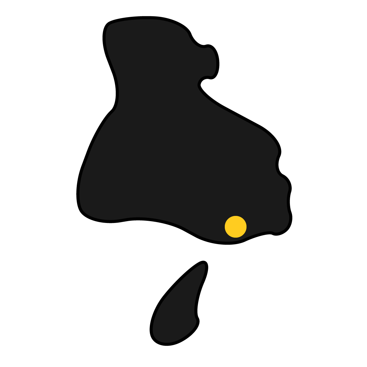 兵庫県の無料フリーイラスト｜簡易・県庁あり・曲線(黒)