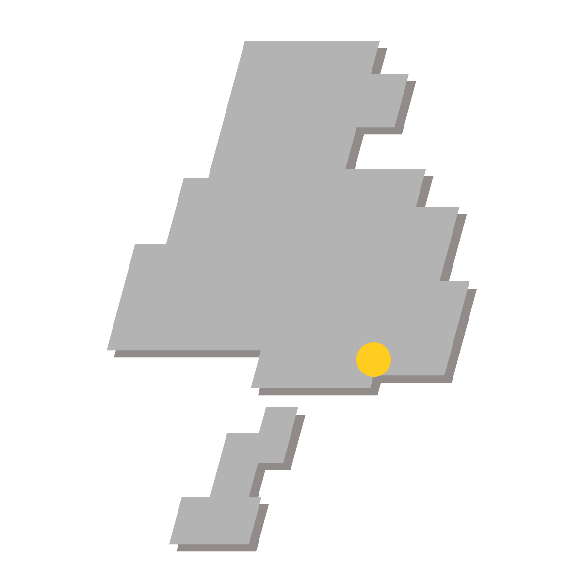 兵庫県の無料フリーイラスト|簡易・県庁あり・四角斜め(グレー)