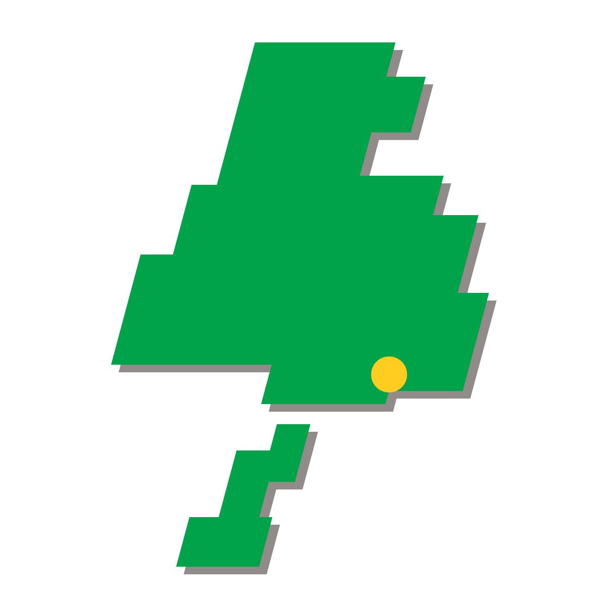 兵庫県の無料フリーイラスト|簡易・県庁あり・四角斜め(緑)