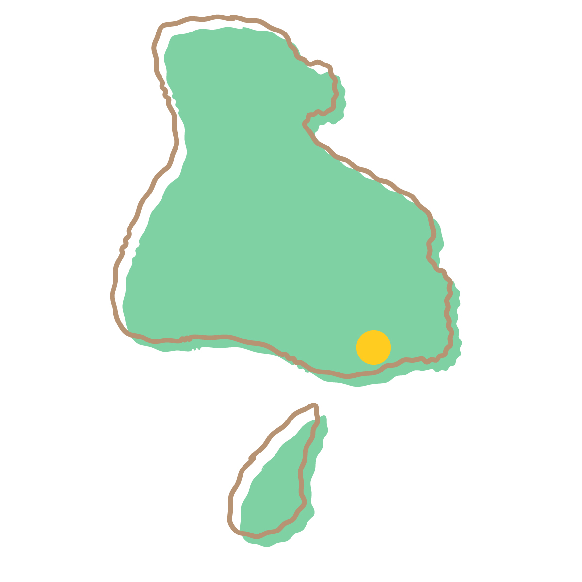 兵庫県の無料フリーイラスト|簡易・県庁あり・イラスト風(緑)