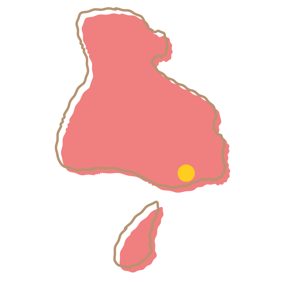 兵庫県の無料フリーイラスト｜簡易・県庁あり・イラスト風(赤)