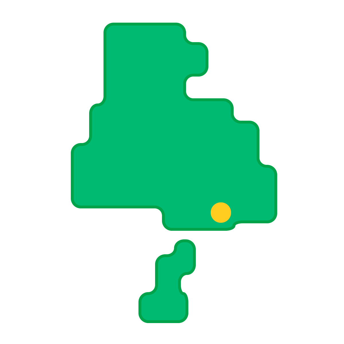 兵庫県の無料フリーイラスト|簡易・県庁あり・角丸(緑)