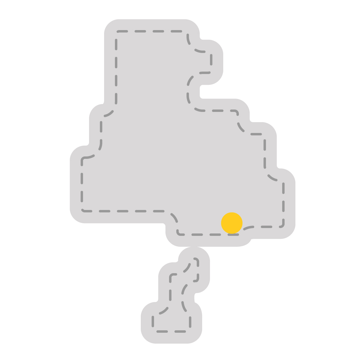兵庫県の無料フリーイラスト｜簡易・県庁あり・角丸ステッチ(グレー)