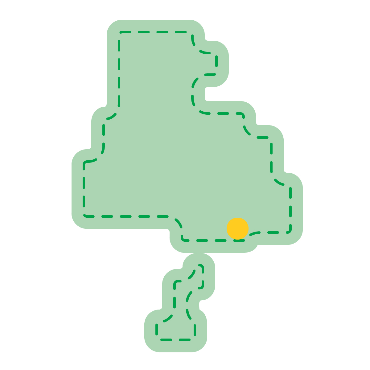兵庫県の無料フリーイラスト｜簡易・県庁あり・角丸ステッチ(緑)