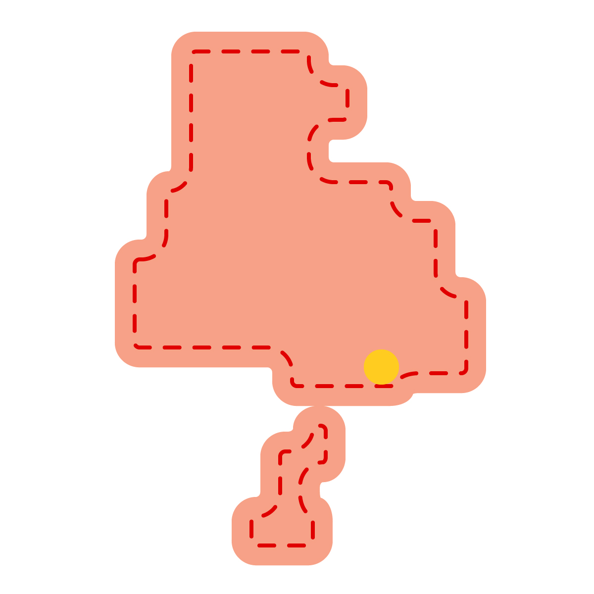 兵庫県の無料フリーイラスト｜簡易・県庁あり・角丸ステッチ(赤)