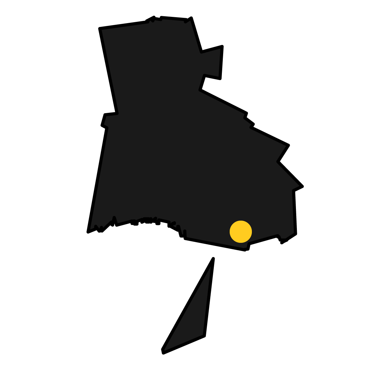 兵庫県の無料フリーイラスト｜簡易・県庁あり・単純化(黒)