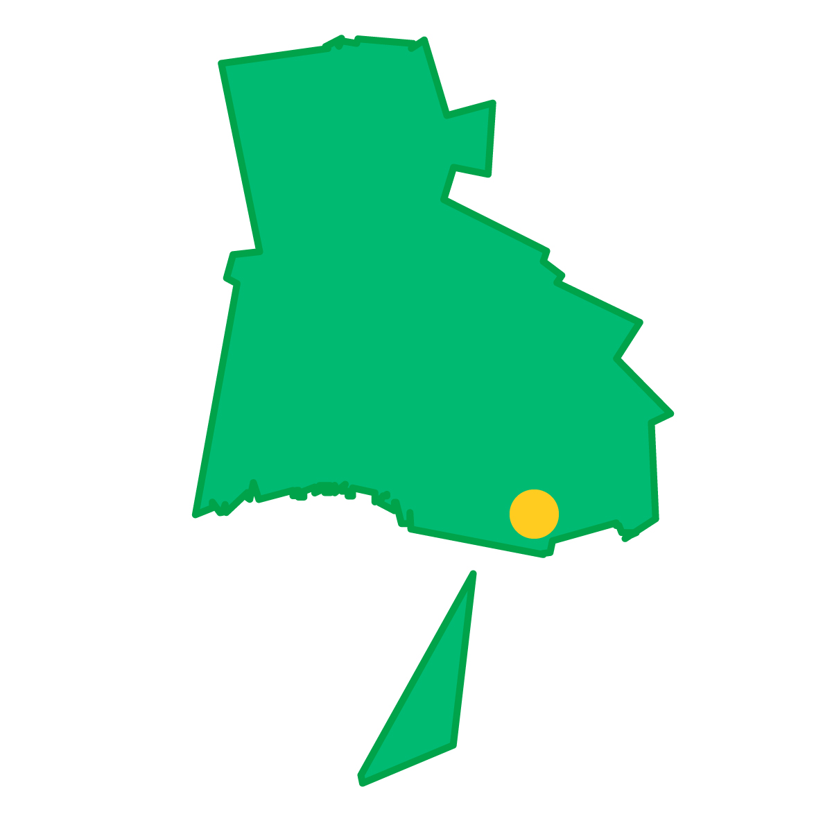 兵庫県の無料フリーイラスト|簡易・県庁あり・単純化(緑)