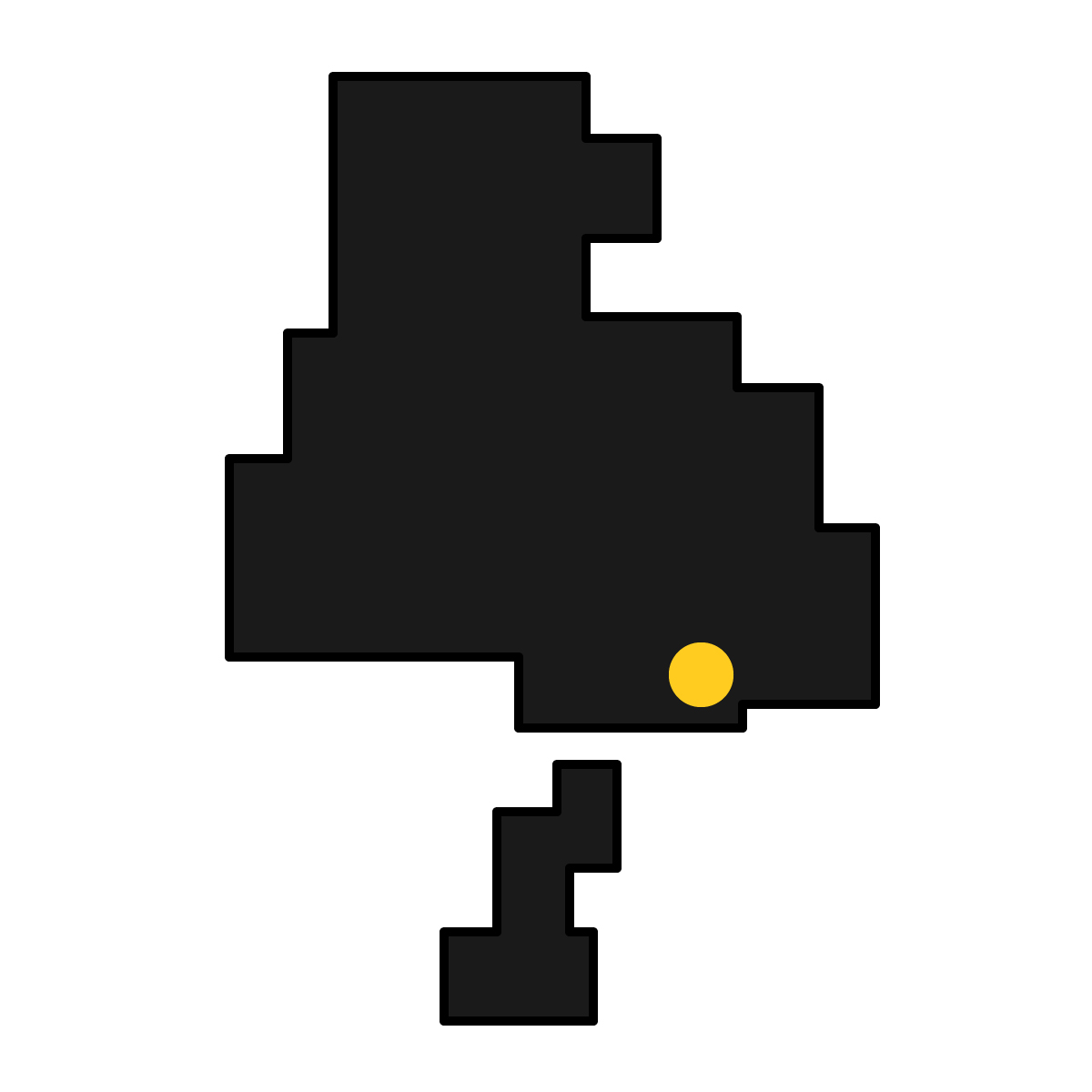 兵庫県の無料フリーイラスト｜簡易・県庁あり・四角(黒)