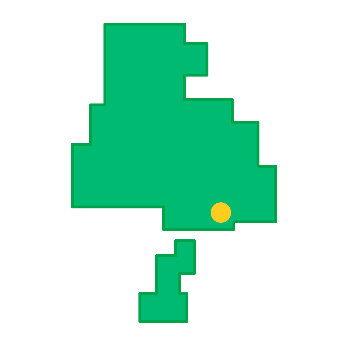 兵庫県の無料フリーイラスト｜簡易・県庁あり・四角(緑)