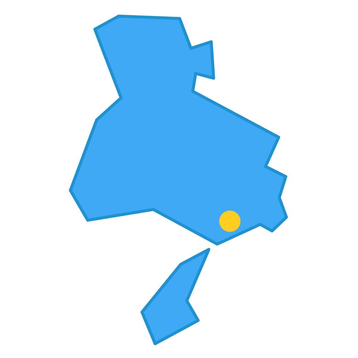 兵庫県の無料フリーイラスト｜簡易・県庁あり・三角(青)