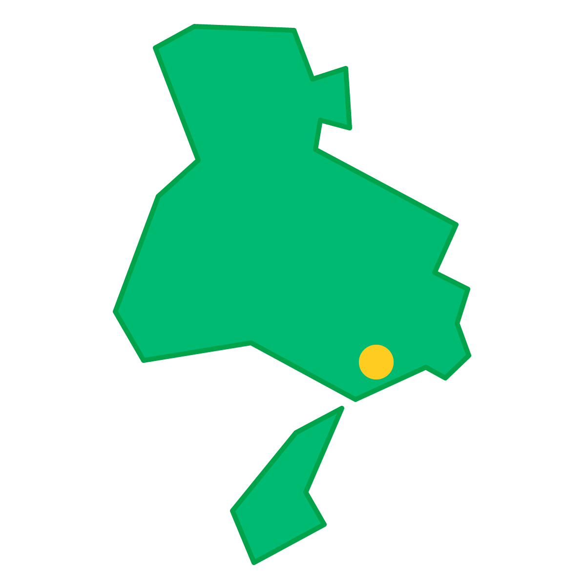 兵庫県の無料フリーイラスト|簡易・県庁あり・三角(緑)
