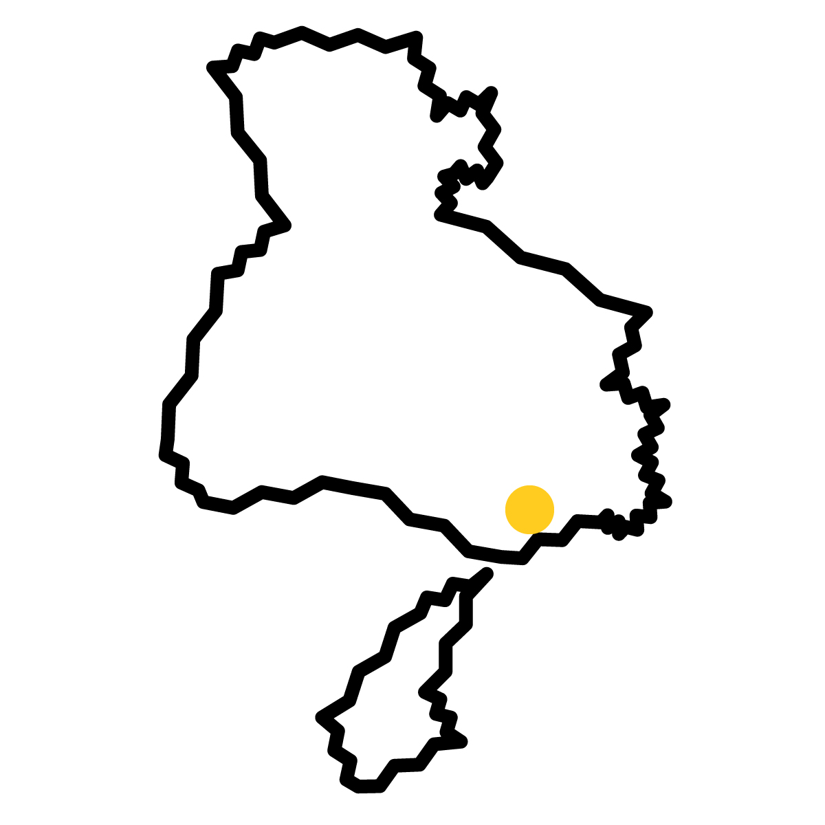 兵庫県の無料フリーイラスト｜簡易・県庁あり・ジグザグ(黒)