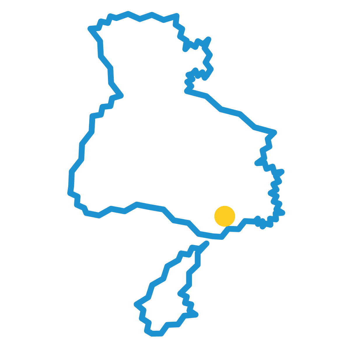 兵庫県の無料フリーイラスト|簡易・県庁あり・ジグザグ(青)