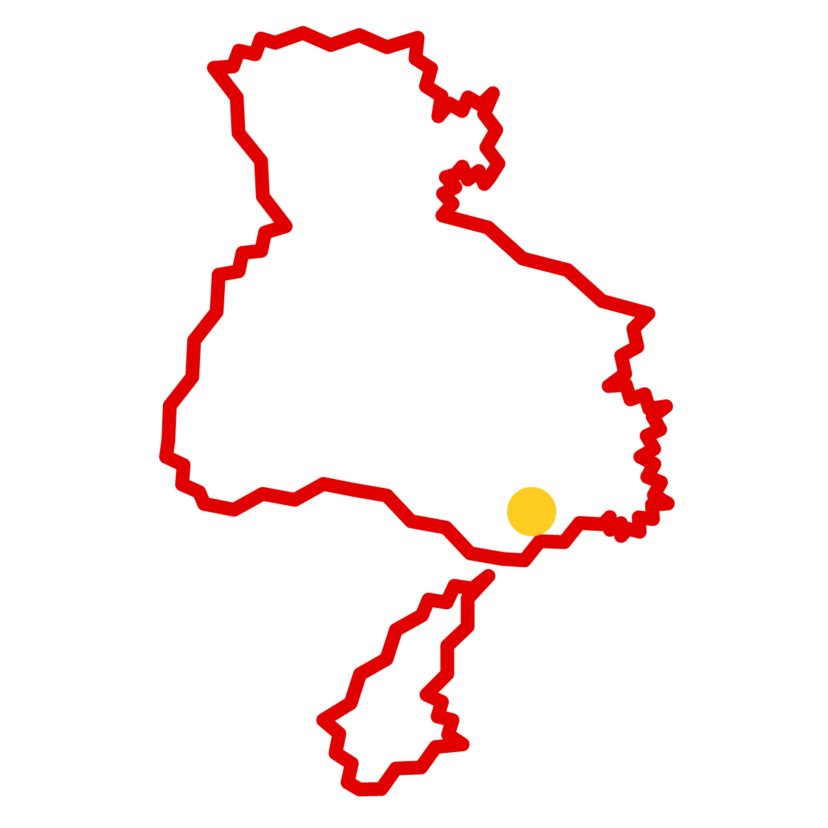 兵庫県の無料フリーイラスト｜簡易・県庁あり・ジグザグ(赤)