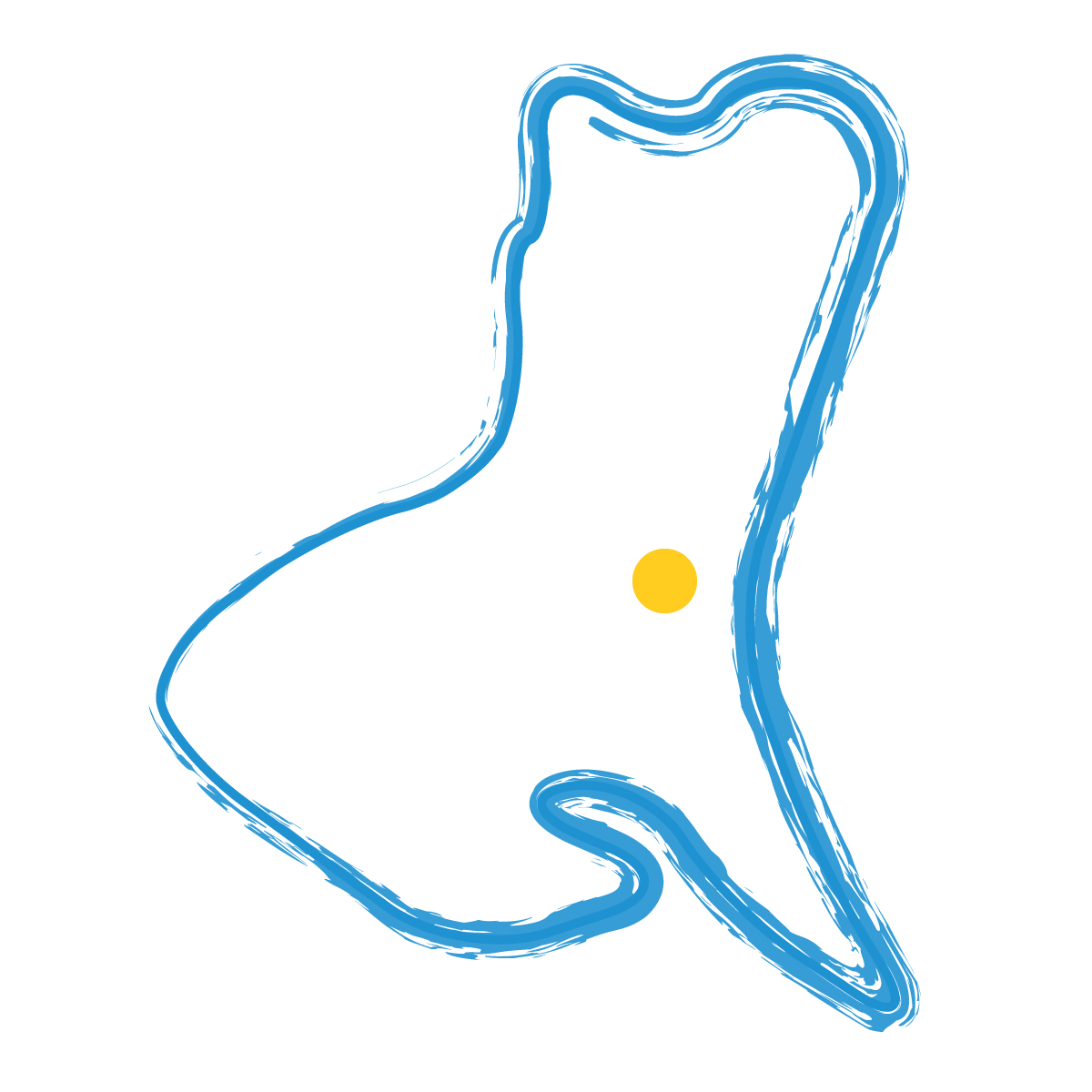 茨城県の無料フリーイラスト｜簡易・県庁あり・毛筆(青)