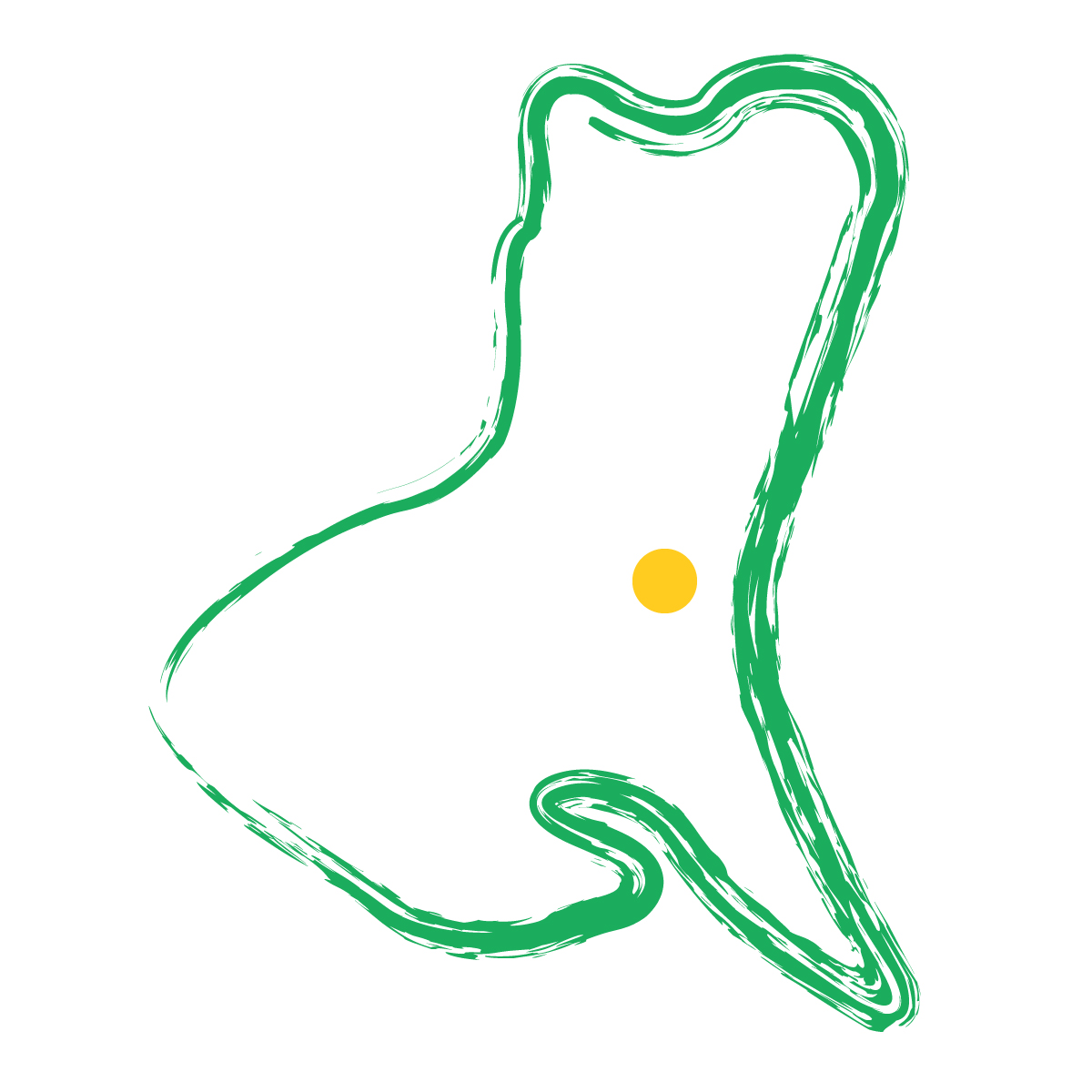 茨城県の無料フリーイラスト|簡易・県庁あり・毛筆(緑)