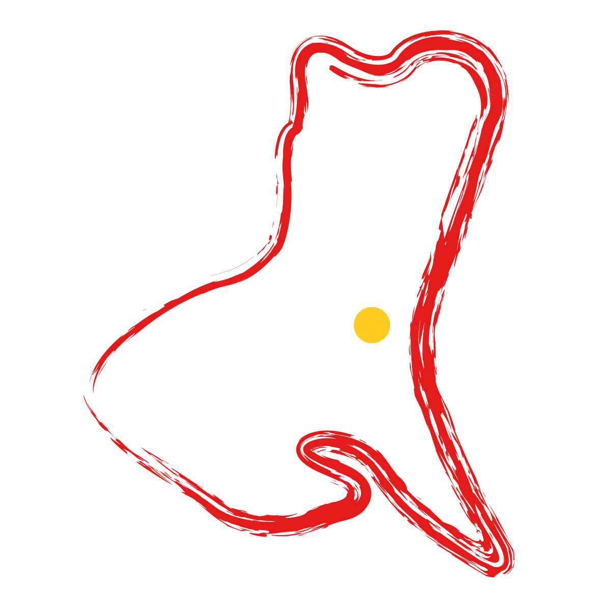 茨城県の無料フリーイラスト|簡易・県庁あり・毛筆(赤)