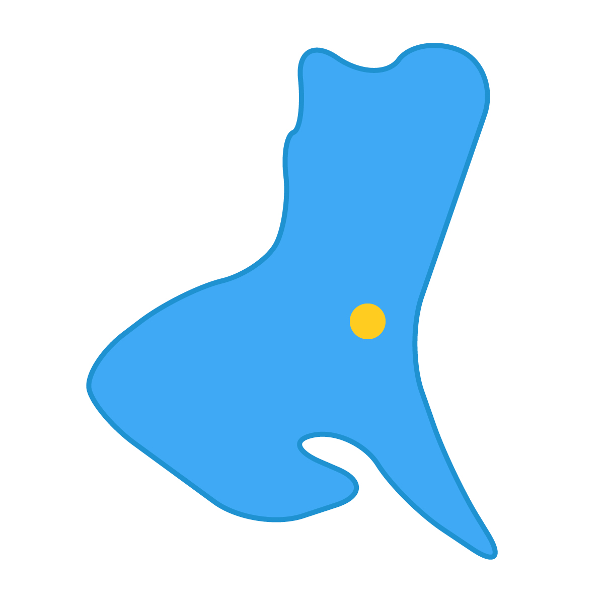茨城県の無料フリーイラスト｜簡易・県庁あり・曲線(青)