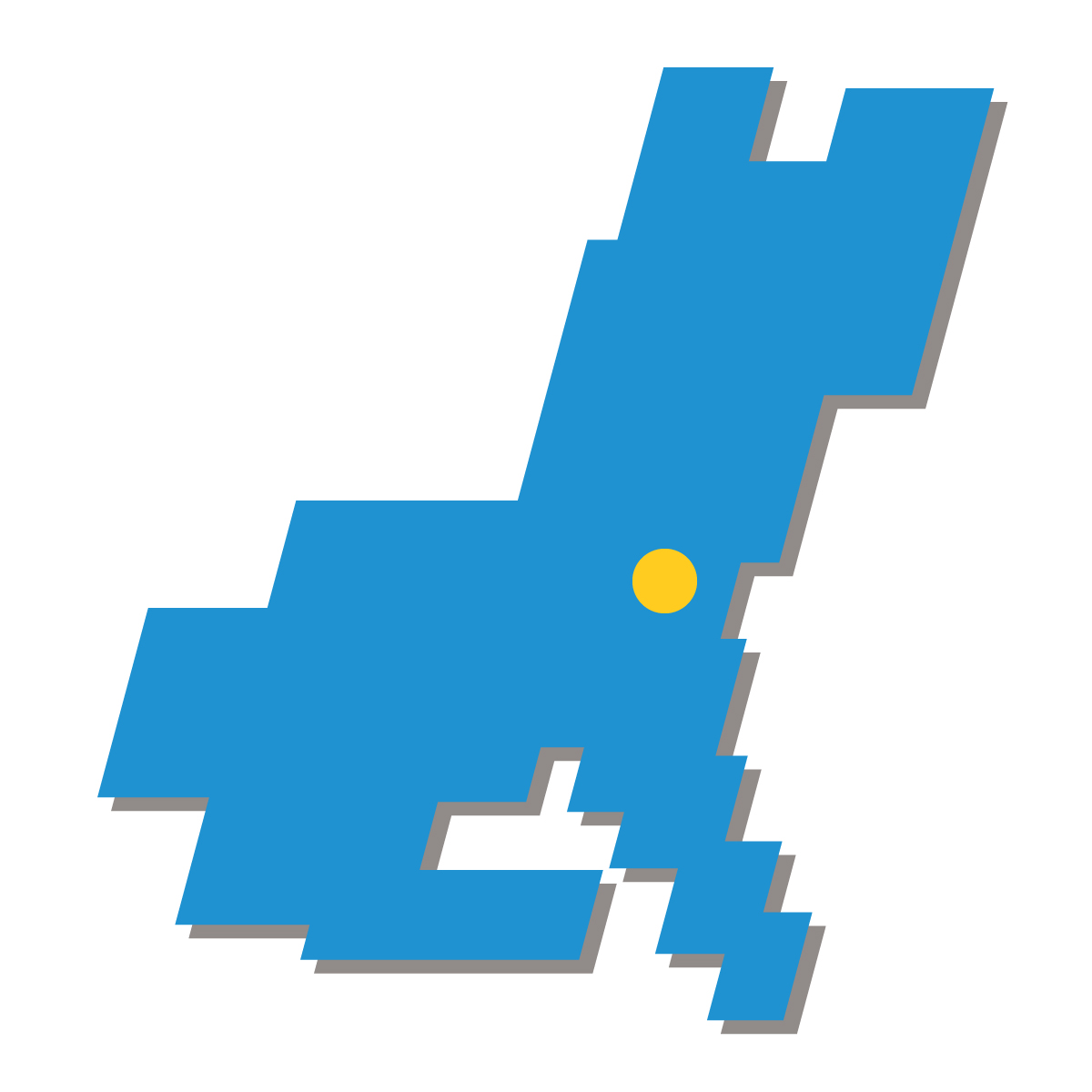 茨城県の無料フリーイラスト｜簡易・県庁あり・四角斜め(青)